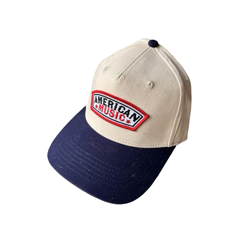 American Music Snapback Hat Jack Wharff Band Beige Navy Adjustable Baseball Cap